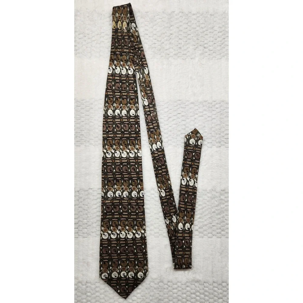 Paul Klee Art Silk Tie Coelin Fruit 1938 Black Bronze Gray Vintage Necktie 58in